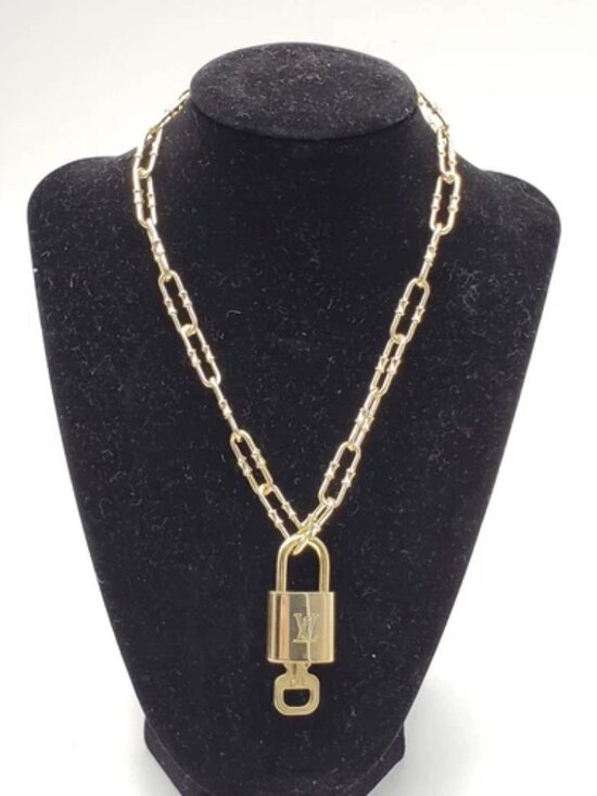 Louis Vuitton Jewelry - Gold-Plated Necklace with Authentic Louis Vuitton Padlock